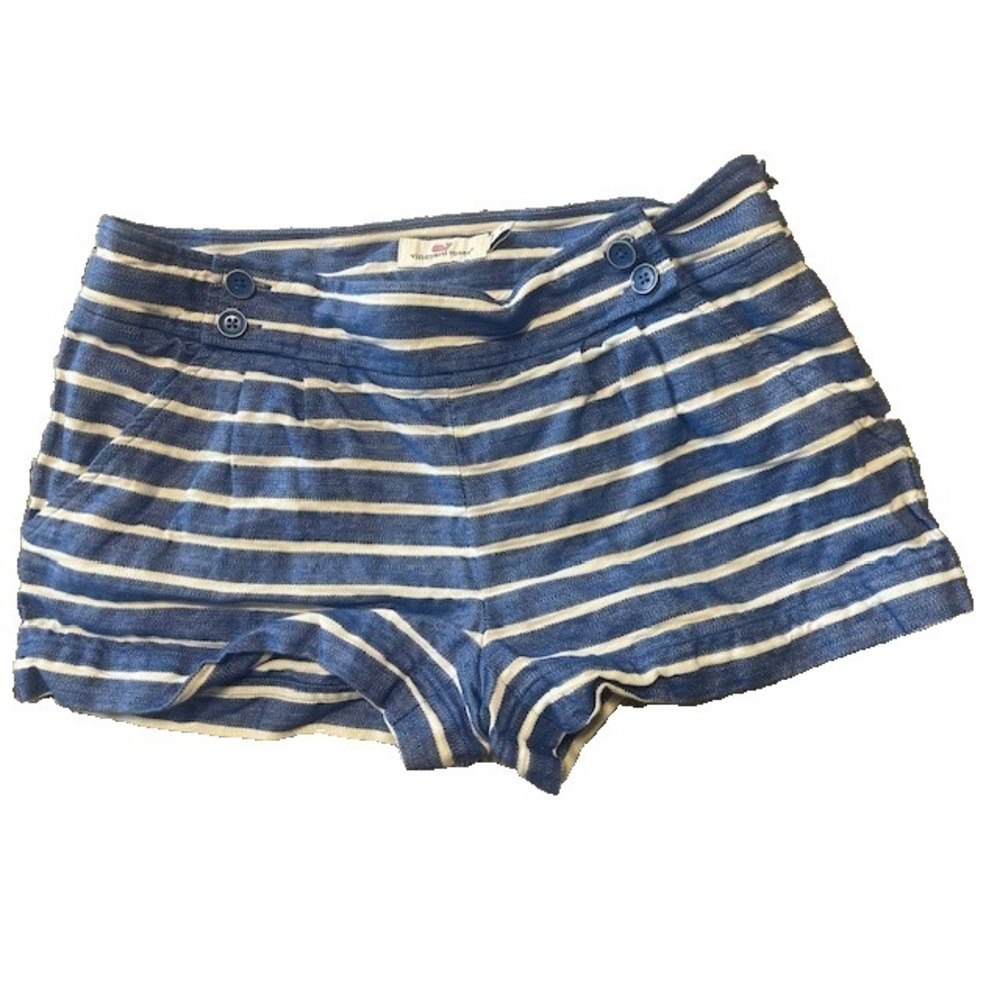 Vineyard Vines Women Nautical Coastal Blue & White Striped Shorts Size 2